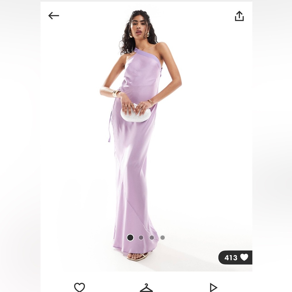 ASOS Design One Shoulder Maxi Dress with grosgrain strap in lilac